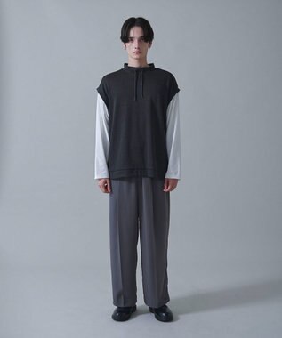 WEGO フェイクレイヤードモックネックベストT（LS） ブラック中濃色