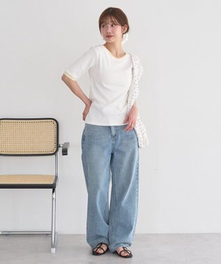 earth music&ecology レイヤードライクバイカラープルオーバー Off White