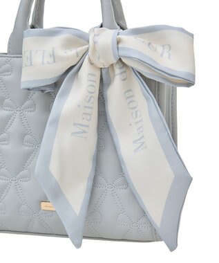 Maison de FLEUR EC限定スカーフ付リボンキルティングバッグ Grayish Blue