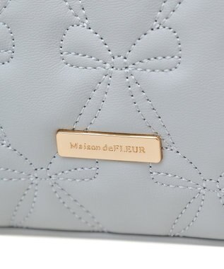 Maison de FLEUR EC限定スカーフ付リボンキルティングバッグ Grayish Blue