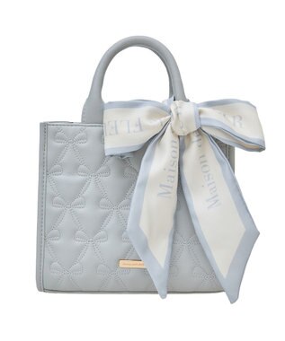 Maison de FLEUR EC限定スカーフ付リボンキルティングバッグ Grayish Blue