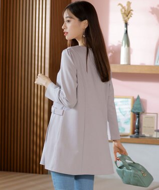 Tiaclasse L 【洗える】サイドリボンポンチチュニック グレージュ