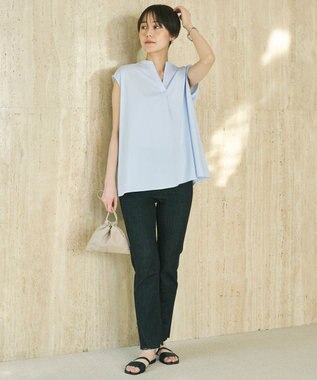 UNFILO ヒートシールドジャージー キーネック レイヤーT サックス