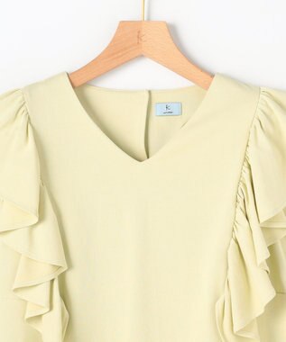 組曲 【先行予約】スウェットファンクションジャージー フリル袖カットソー ライムグリーン系