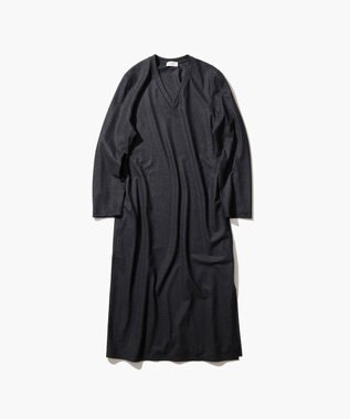 ATON MERINO COLLEGE JERSEY | Vネックドレス CHARCOAL GRAY