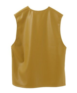 Green Parks フェイクレザーＶネックベスト Lime Green