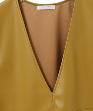 Green Parks フェイクレザーＶネックベスト Lime Green