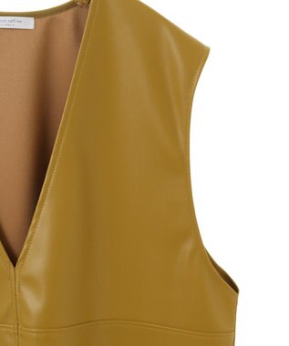 Green Parks フェイクレザーＶネックベスト Lime Green