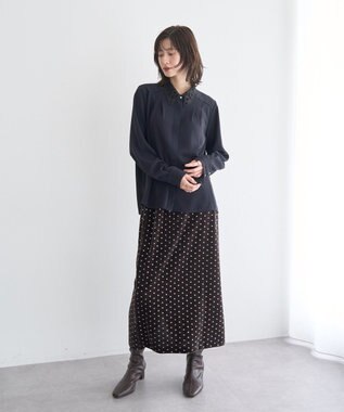 YECCA VECCA グリッタードットベロアナロースカート Brown