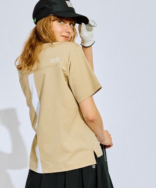 PW CIRCULUS 【吸水速乾 / UV遮蔽率99% UVカット / ストレッチ】【WOMEN】メッシュポケットモックネックT ゴルフウェア レディース ベージュ系