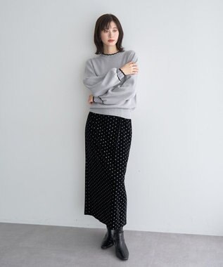 YECCA VECCA グリッタードットベロアナロースカート Black