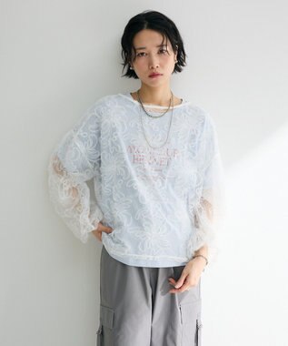 Green Parks ＢＰ　フェミニンロゴレギュラーＴシャツ Sax