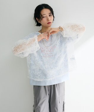 Green Parks ＢＰ　フェミニンロゴレギュラーＴシャツ Sax