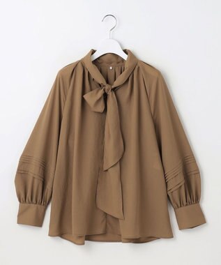 自由区 【カタログ掲載】ソフトスパンビエラボウタイ ブラウス ブラウン