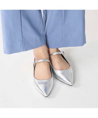 MODE ET JACOMO <noyau>ポインテッドトゥバックベルトパンプス シルバー
