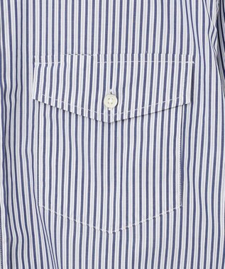 J.PRESS MEN ポプリンマルチストライプ バンドカラーシャツ ネイビー系1