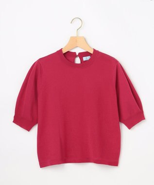 組曲 シアー ニット５分袖 プルオーバー チェリーローズ系