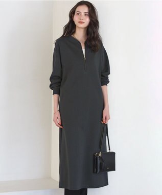 23区 【SLOW/一部店舗限定】ハイゲージテリー ハーフジップ ワンピース