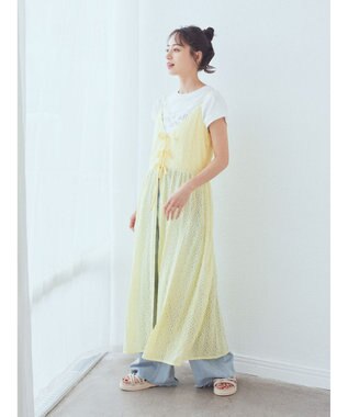 earth music&ecology フラワーレースキャミワンピース Yellow