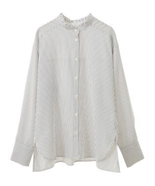 Green Parks フリルカラーシャツ Stripe