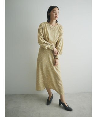 Green Parks armonia．スクエアドットプリントタックワンピース Yellow