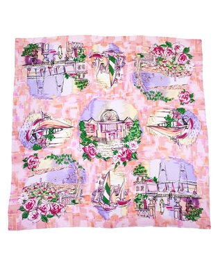 Marca ＜春の新色！＞【伝統横濱スカーフ】リゾートランド 大判 シルクツイル スカーフ ピンク