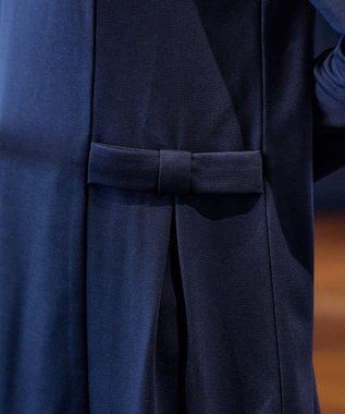 Tiaclasse L 【洗える】サイドリボンポンチチュニック ネイビー