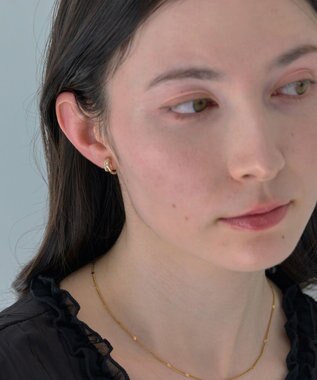 Phoebe 【金属アレルギー対応】【痛くないシリーズ】ストレートシャインクリスタルループフィットイヤリング　ゴールド ゴールド