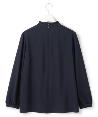 23区 L 【洗える】ジョーゼット フリル ブラウス ネイビー系