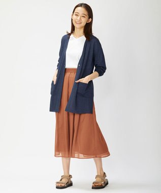 J.PRESS LADIES 【洗える】ブライトスパンボイルAタック スカート オレンジ系