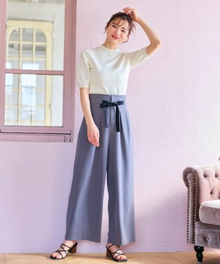 Feroux シャイニーハーフスリーブ ニット ホワイト系