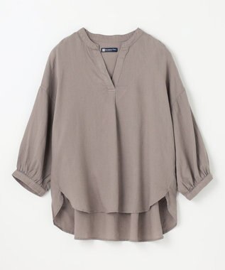 ANY L 【手洗い可能】ヨーロピアンリネンスキッパーネックブラウス モカ