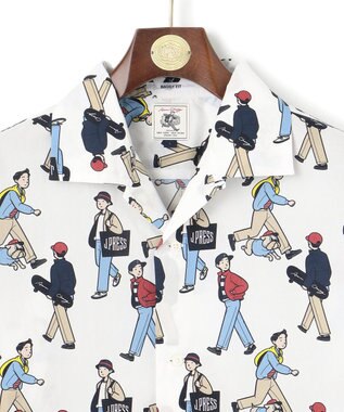 J.PRESS MEN 【AaronChang】【UNISEX】プリントタイプライター オープンカラーシャツ ホワイト系5