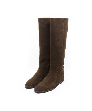 APOM インヒールロングブーツ40 ダークブラウンスエード