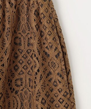 自由区 S 【SHIHOさん着用】バイカラーレース スカート キャメル×グレー