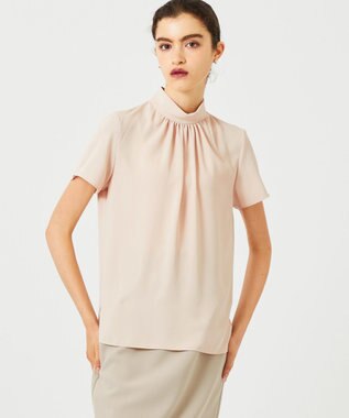 BEIGE， EVA / ハイネックハーフスリーブブラウス Nude