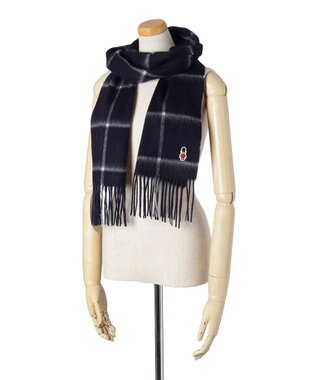 MOONBAT 【WEB限定】MACKINTOSH PHILOSOPHY ウール100%バッキンガムベア チェックマフラー (パッケージ付き) ネイビーブルー