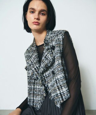 GRACE CONTINENTAL フリンジミニベスト ブラック