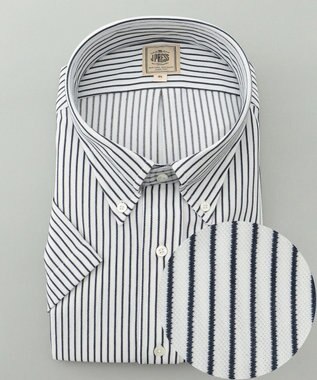 J.PRESS MEN 【KING SIZE】【夏に嬉しい高機能】カノコインレイストライプパッチポケット シャツ/B.D.