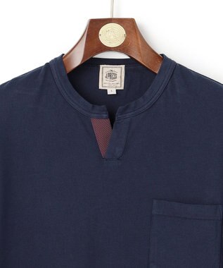 J.PRESS MEN コットンカノコ キーネックポケット Tシャツ ネイビー系