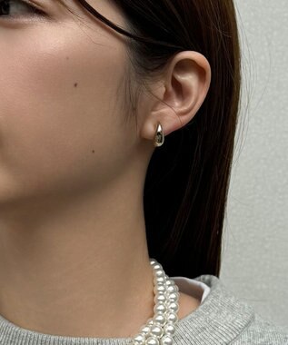 Phoebe 【金属アレルギー対応】【痛くないシリーズ】ぷっくりモードクリスタルループフィットイヤリング　シルバー シルバー