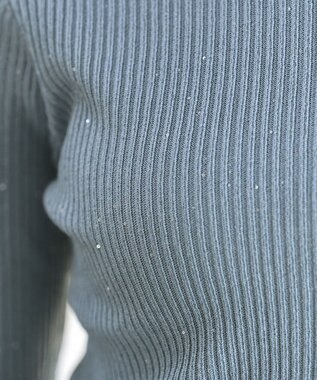 Tiaclasse 【洗える】スパンコールハイネックリブニットトップス ブルー