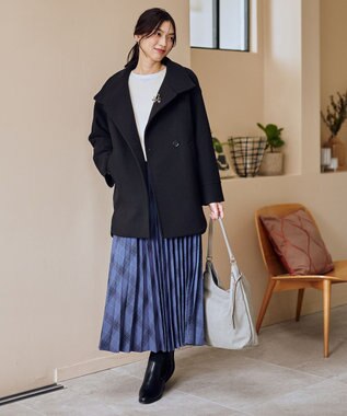 ANY L スタンドコクーンコート ブラック