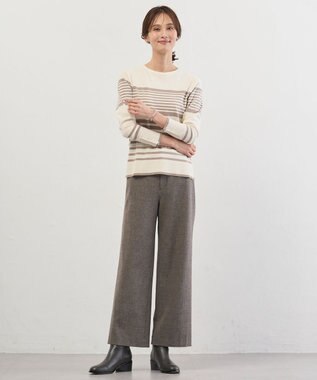 J.PRESS LADIES VIGODA ボーダー ニット オフ×モカボーダー系