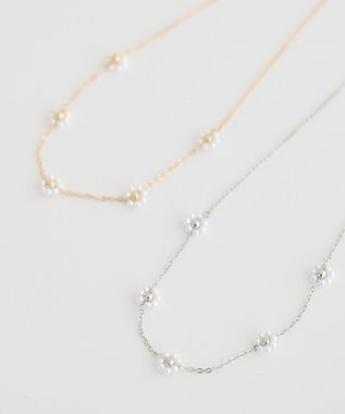 earth music&ecology ビーズフラワーネックレス Silver