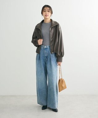 Green Parks フェイクレザードロストブルゾン Brown