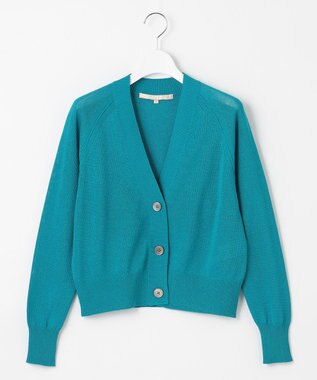 自由区 L 【洗える】ペーパーブレンド カーディガン ブルー系