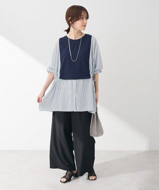 Green Parks 脇リボンドッキングチュニック Navy