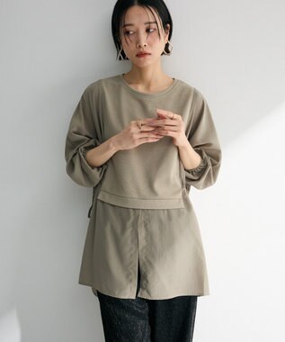 Green Parks 脇リボンドッキングチュニック Khaki