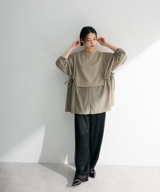 Green Parks 脇リボンドッキングチュニック Khaki